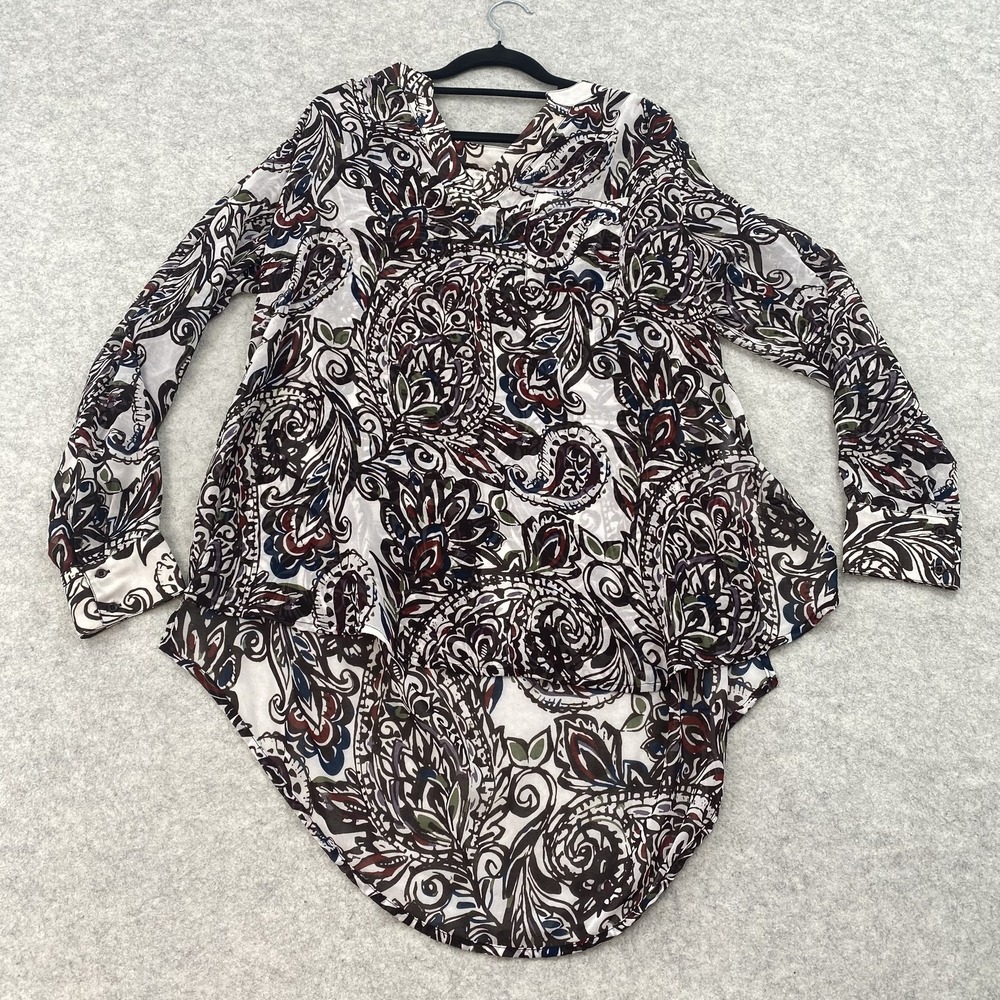 Ariat Top Womens L Multicolor Paisley V Neck Long Sleeve Tunic Spring Casual